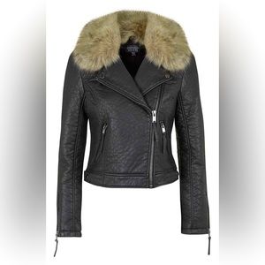 **MOVING SALE**  Topshop Faux Fur Leather Moto Jacket NWOT